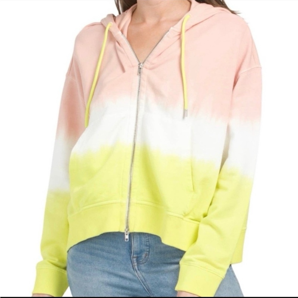 ATM Anthony Thomas Melillo Dip Dyed Hoodie XS/S Retail $358 Pink White Yellow